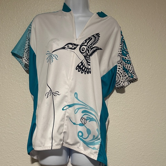 Pearl Izumi White and Teal Graphic Cycling Top - Picture 1 of 3